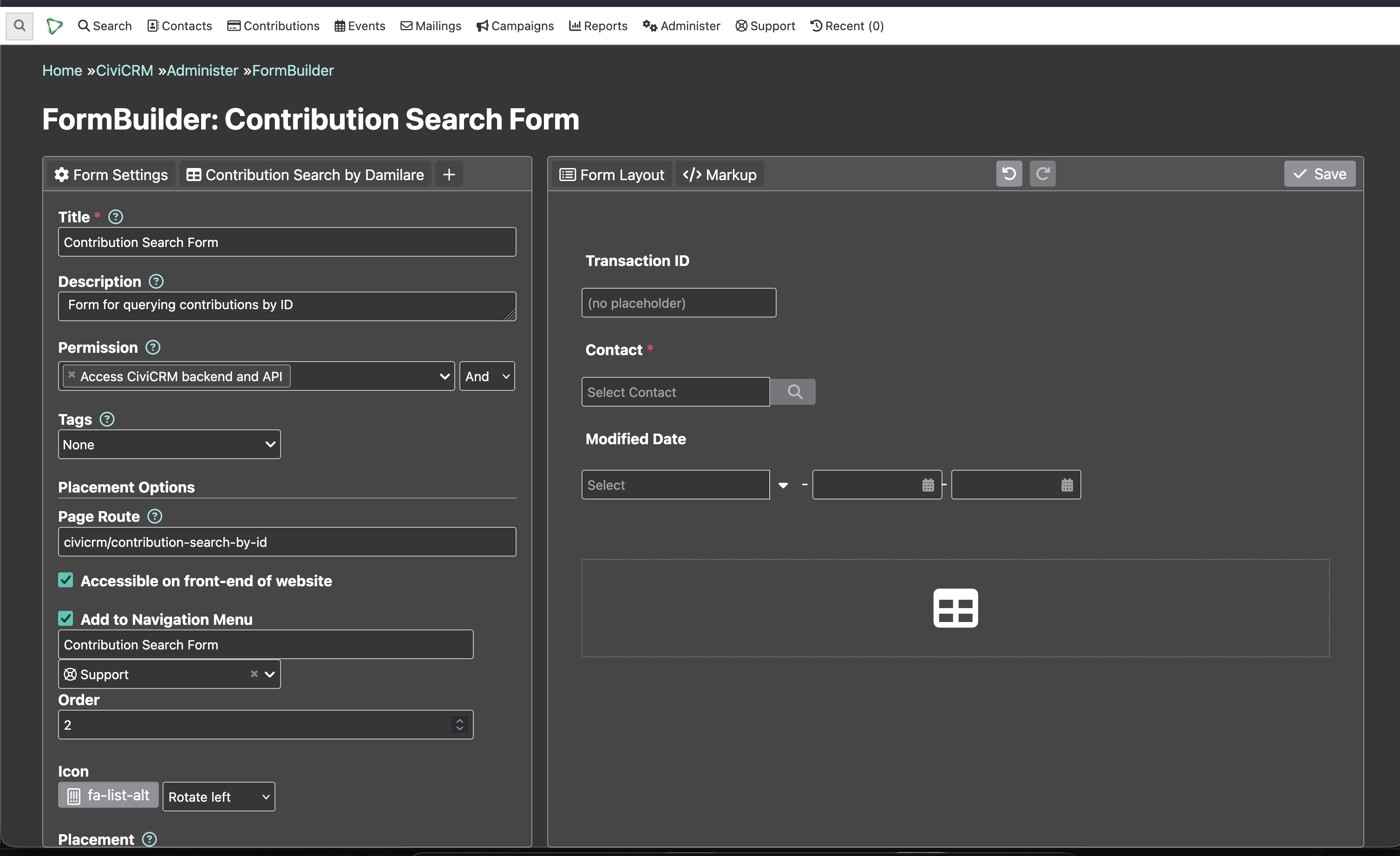 Configure the form - Search Form