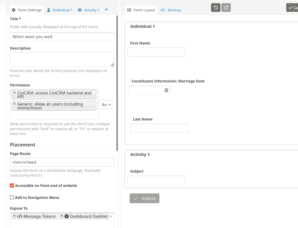 Configure the form - Submission Form