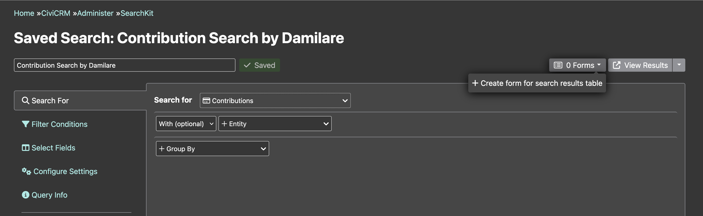Form create for table