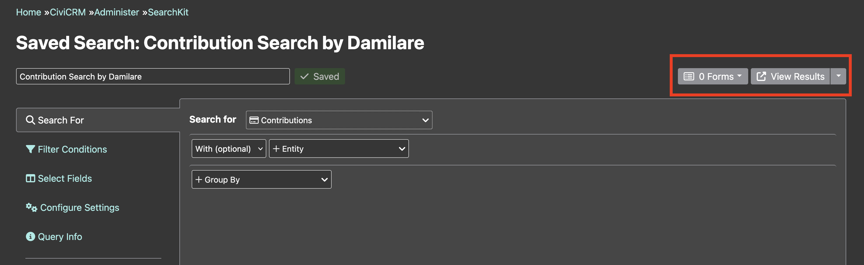 forms and view results buttons