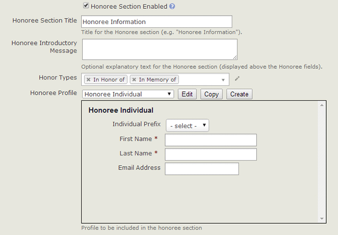 The form in Engage.